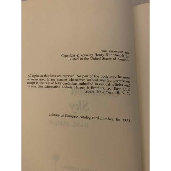 The Crowded Sky by Hank Searls VTG 1960. Hardcover w Dust Jacket. Good Cond. - Picture 4 of 5